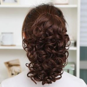 SUTONGXUE Tổng hợp Tóc giả đuôi ngựa dây rút Xoăn Nối tóc Tóc đuôi ngựa lượn sóng ngắn Phụ kiện tóc Tự nhiên Tóc đuôi ngựa Bé gái