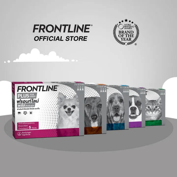 สเปรย์ฉีด Frontline Plus Dog ฟร้อท์ไลน์ ใช้หยอดกำจัดเห็บ สำหรับหยอดฆ่าเห็บ หยอดหลังคอ ใช้ฆ่าเห็บ กำจัดเห็บ สุนัข น้ำหนัก 5 - 40 Kg