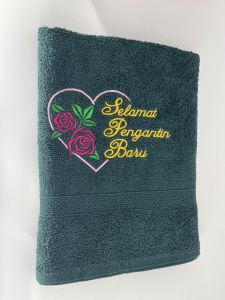 Tuala SELAMAT PANGANTIN BARU /Tuala Mandi / 100 % Cotton / Officially Married / Murah In Sha Allah