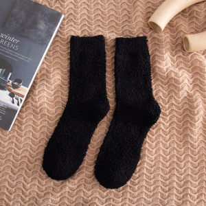 Coral fleece socks for mens home sleep socks mid length socks with thickened fleece for warmth