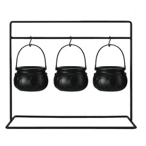 3/6/9Pieces Plastic Witches Cauldron Set With Sturdy Metal Hook For Halloween Candy Storage And Eerie Home Decors