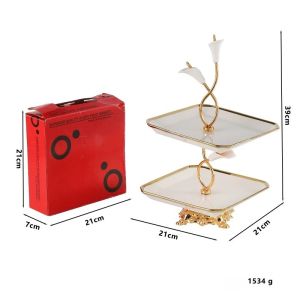 xpkQ Luxury Storage Trays Nordic Simple Ceramic Storage Trays Double Entertain Guests Fruit Tray Table Decoration Accessories 9Y3K6