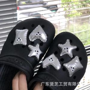 6Pcs Crocs Jibbitz Charms Matte Silver Funny Big Eyes Pillow Shoes Buckle Detachable Shoe Decoration for Crocs