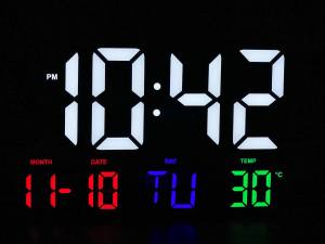 (0717) LED LARGE Display Digits With Remote Control Alarm Clock Wall-Hang & Stand