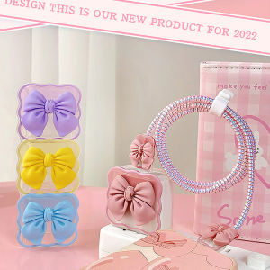 ZAY Set Pelindung Kabel Data Casing Pelindung Kabel Pengisi Daya Ikatan Simpul Pola Gelombang Set 4 Bagian