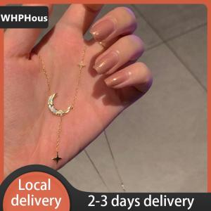 [COD] WHPHous Ship within 24 hours New Fashion Necklace Women Simple Gold Necklace Ladys Moon Pentagram Necklace Jewelry Choker Statement Necklace Wholesale