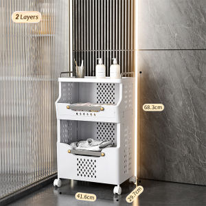 JustLiving 2/3/4 Tier Laundry Baskets Bathroom Storage Clothes Rack Bakul Baju Bakul Dobi Dirty Cloth Basket Washing Clothes Storage Toy Basket Storage Bag Trolley Cart Hamper Bathroom Storage Basket With Wheel