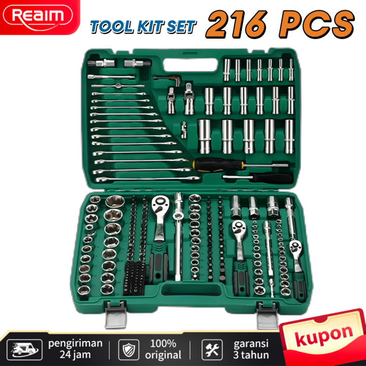 REAIM Kunci Shock Set 216 Pcs tool kit set kunci set lengkap
