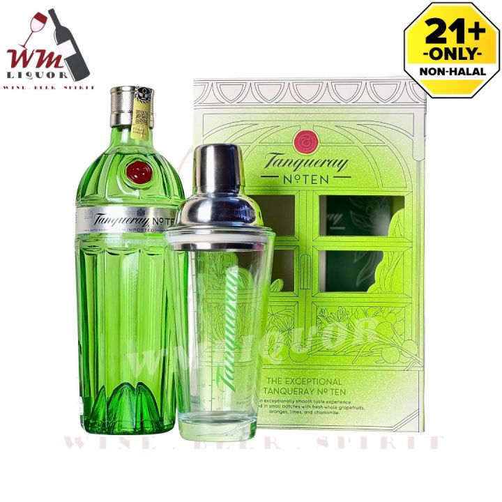 Tanqueray No Ten Gin With Cocktail Shaker Gift Set 75cl