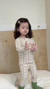 Childrens home wear set 2025 Autumn girls two-piece pajama set baby autumn cartoon home outfit