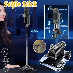 Portable 4-Legs Selfie Stick Tripod with Bluetooth 360° Rotation Phone Holder for Live & Vlogging