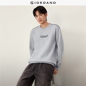 Giordano Beau Monde Men Fleece-lined letter embroidery sweatshirt Free Shipping 13026864