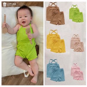 Quần áo trẻ em Lotuka bộ rời hai dây mẫu đồ bộ cho bé trai bé gái chất tăm lạnh siêu mát mùa hè cho bé yêu