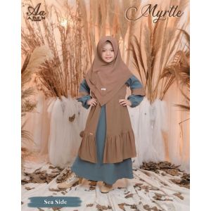 Khimar Anak Myrtle by Aden Hijab Kids Premium Branded Bahan Cerutty 2 Layer Model Runcing
