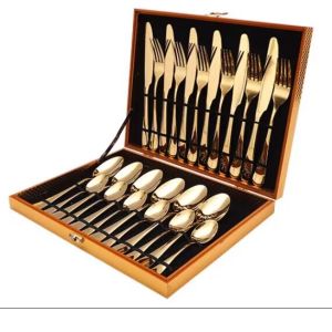 Aoli High Quality Not Fade 24 Piece 304 Stainless Steel Cutlery Set Tableware Stainless Knife Spoon and Fork Set