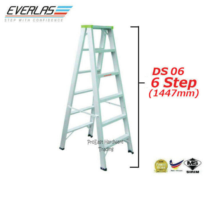 Everlas-(DS06/Original) 6 Steps Double Sided Aluminium Ladder/Tangga ...