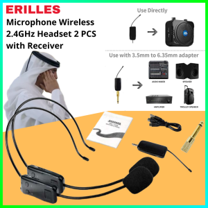 TOP PRODUK Microphone Wireless Imam Shalat Jarak Jauh 2.4GHz Headset 2 PCS with Receiver E65 / Mic Wireless Imam Masjid Terbaik Isi 2 / Mikrofon Tanpa Kabel untuk Imam Masjid