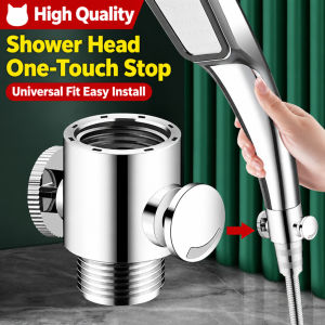 Shower Water Shut-Off Valve One-Click Stop Button G1/2 Switch Adapter For Handheld Bath Spray Tipid sa Tubig
