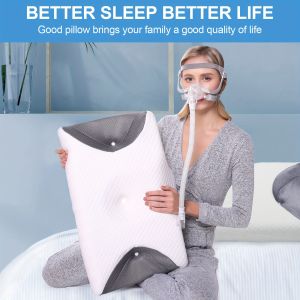 CPAP Pillow Side Sleeping Memory Foam Pillow Sleep Apnea Pillow Suitable for All CPAP Mask Users - Leak and Mask Gravity Double-Sided Cervical Pillow to Prevent Hose Tangle