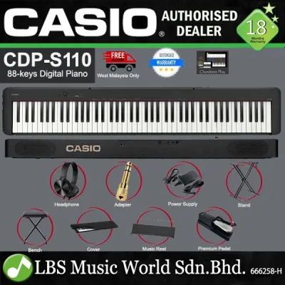 Casio CDP-S110 88 Keys Digital Piano Portable Package - Black (CDPS110 CDP S110)