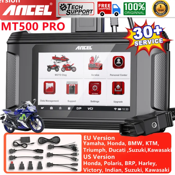 ANCEL MT500 EU Motorcycle/ATV OBD2 Diagnostic Scanner - ECU Coding, Programming, WiFi, 2-Year Warranty