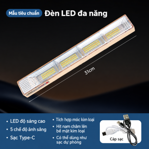 Đèn LED Sạc Điện Thanh Dài 31cm Sạc Type-C Thanh Đèn Led Di Động 5 Chế Độ Sáng Có Nam Châm Móc Treo