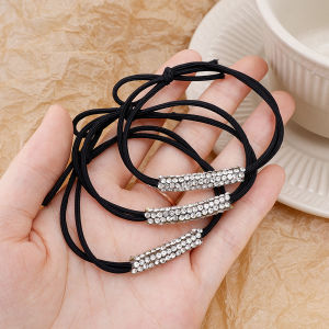 10pcs Women Diamonds Black Shiny Rhinestone Seamless Rubber Band Elastic Hair Rope 2023 New Fashion Hot Sale Hair Accessories