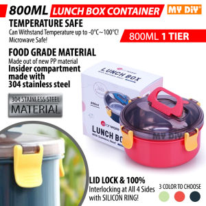 DIYHARDWARSTATION - STAINLESS STEEL 304 800ML 1-3 LAYER LUNCH BOX FOOD STORAGE CONTAINER THERMAL LUNCH BOX