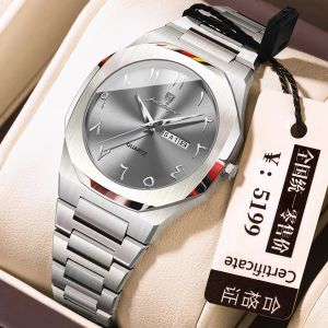 POEDAGAR unique watch silver for women waterproof original elegant stainless steel dual calendar wristwatch