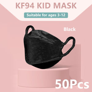 KF94 Mask For Kids 50PCS 4Ply Korean White Black Face Mask Washable Pm2.5 Reusable Protective Black Face Shields