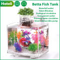 HATELI Aquarium Desktop Fish Tank Silent Filter Small Mini Ecological Fish Tank Plastic Office Free Replacement Aquarium. 