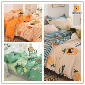 ชุดเครื่องนอน4 In 1ระบายอากาศได้ดีไม่ระคายเคืองต่อผิวผ้าปูที่นอนผ้าฝ้ายสไตล์นอร์ดิกสีพื้นแบบตารางผ้าคลุมเตียงขนาดคิงไซส์เตียงเดี่ยวควีนไซส์