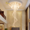 Phube Double spiral staircase lustre crystal ceiling chandelier lighting restaurant hotel hall loft  Modern Crystal Spiral Chandelier, Foyer Chandelier, Staircase Raindrop. 