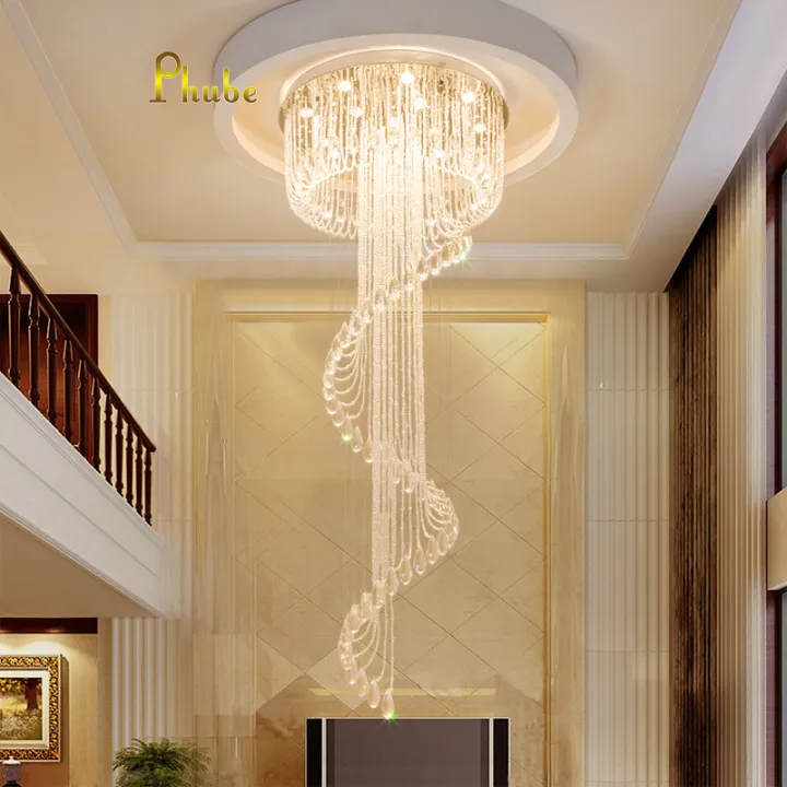 Phube%20Double%20spiral%20staircase%20lustre%20crystal%20ceiling%20chandelier%20lighting%20restaurant%20hotel%20hall%20loft%20%20Modern%20Crystal%20Spiral%20Chandelier,%20Foyer%20Chandelier,%20Staircase%20Raindrop%20-%20Image%209