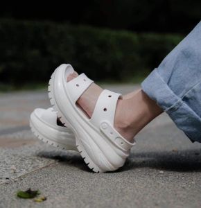 DÉP SANDAL NHỰA ĐI MƯA CROCS MEGA CRUSH CAO 8CM CHO NỮ TẶNG 10 STIC màu trắng
