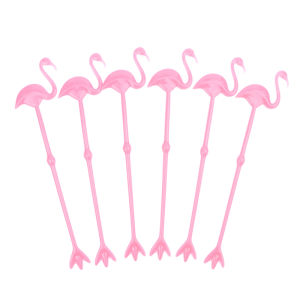 [Energetic] ที่คนเครื่องดื่มค็อกเทลพลาสติก6ชิ้นไม้กวนสำหรับตกแต่งไวน์ของค็อกเทลไม้ลูกแพร์ที่กวนไวน์ฟลามิงโก