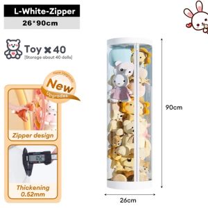 JJ.SG PVC Doll Storage Box Transparent Cylindrical Toy Storage Bucket Large-capacity Dustproof Doll Storage Organizer