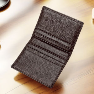 Minimalism Durable Lychee patterned head layer Cowhide Credit Card Holder ID Cards Cases Soft Thin Small Wallet Classics Black Coffee