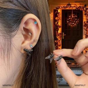 [COD] MINIFRIUT 2Pairs Personalized Creative Mini Simulated Fly Earrings For Men Women Funny Abstract Niche Jewelry Accessories Couple Gift