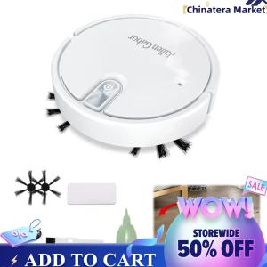 【Chinatera】Smart Robot Vacuum Cleaner Rechargeable Vacuum Robot with Rubber Brush for Pet Hair Carpets and More