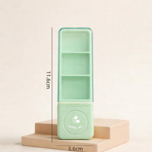 Portable Three Grid Cutter Medicine Storage Box | Airtight Tablet Cutter Pocket Pill Dispenser Kotak Penyimpanan Ubat