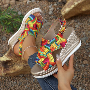 [Free Shipping] Summer New Collection: Fashionable Colorful Wedge-Heel Beach Sandals For Women Sizes 40-43