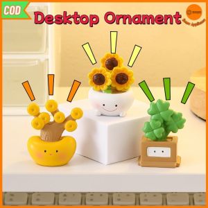 Artificial Bonsai Resin Plant Ornament Cute Mini Potted Desk Decor Home Office Shelf Display
