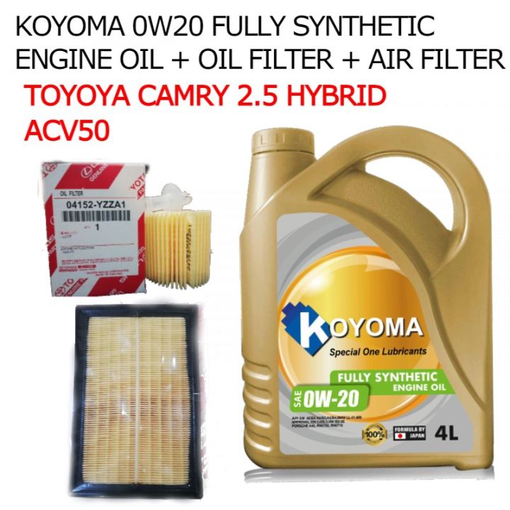 TOYOTA CAMRY 2.5 HYBRID ACV50 OIL FILTER + AIR FILTER + KOYOMA 0W20