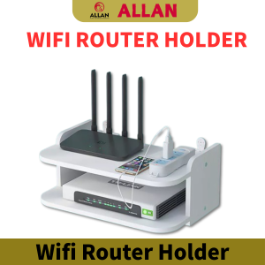 ALLAN Wifi Router Box WiFi Modem Holder 2 Layer Organizer Wifi Router Holder Shelf Wood Storage