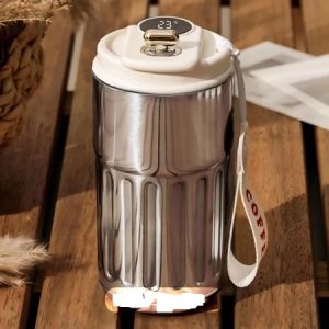 SumberAbadi MUG Kopi Botol Minum Tumbler Gelas Termos Mini Panas Dingin Smart Digital Display SUS HN 136