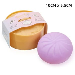 SmileToys Siopao Squishy Bun Toys Squeeze Ball With Steamer Glitter Smiley Buns Stress Relief Fidget Toy for Kids