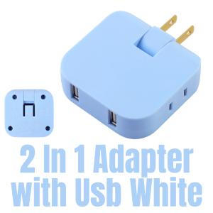 180-Degree Rotatable Dual USB Charging Socket Travel Portable Converter with One to Four Hidden Pins Compact Design for Multiple Devices