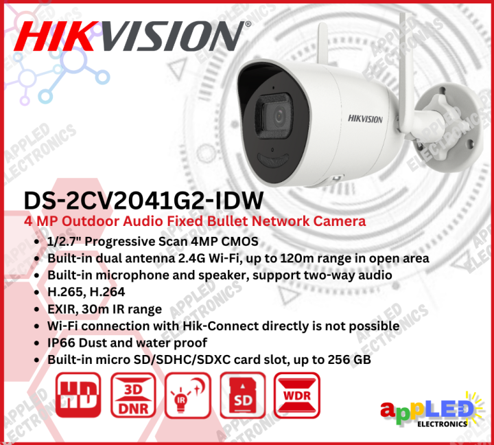 Hikvision DS-2CV2041G2-IDW MP Audio Fixed Bullet IP Network