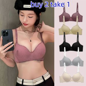 oobest【จัดส่ง 2-3 วัน】 ซื้อบราแหวนไร้โลหะดัน2 Take 1สำหรับผู้หญิงบราไร้รอยต่อฟองน้ำหนา3.8ซม. ระบายอากาศได้ดี